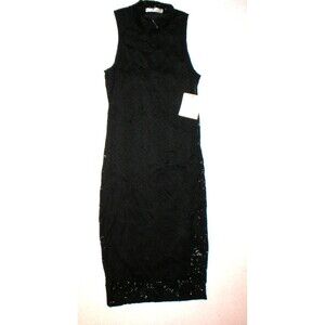 New Womens NWT Gaze Made in USA LA Dress Black Lace Lined S Sleeveless Flowers